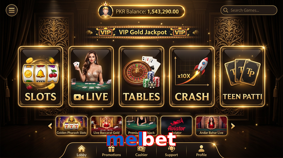 Main screen of Melbet casino page for PK players